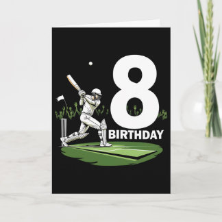 8th Birthday Cricket Lover Fun Design Kort
