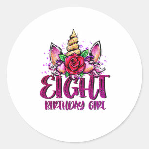 8th Birthday Girl Shirt 8 Year Old Girl Birthday G Runt Klistermärke