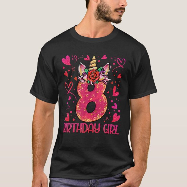 8th Birthday Girl Shirt 8 Year Old Girl Birthday G T Shirt (Framsida)