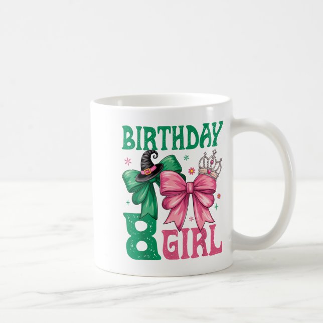 8th Birthday Girl Witch Nk Green 8 Year Old Birthd Kaffemugg (Höger)