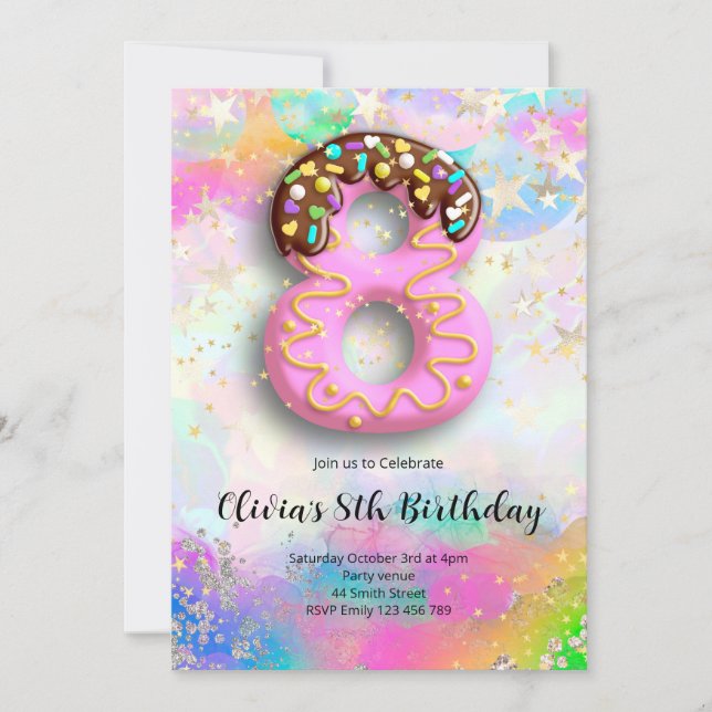 8th Birthday Girls Invitation Inbjudningar (Framsida)