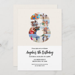 8th Birthday Invitation Minimalist - Number 8 Inbjudningar