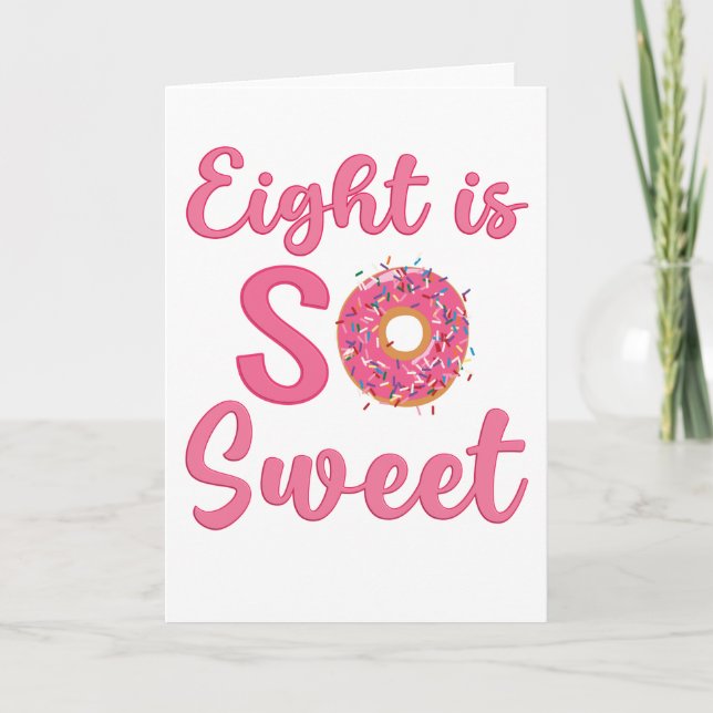 8th Birthday Sweet Donut 8 Years Old Girl Gift Kort (Framsida)