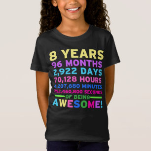 8th Flicka för födelsedagskjortapojke åtta år T Shirt