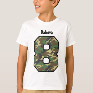 8th Födelsedagpojke Camo åtta år T-shirt