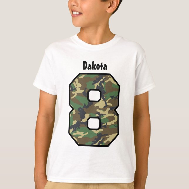 8th Födelsedagpojke Camo åtta år T-shirt (Framsida)