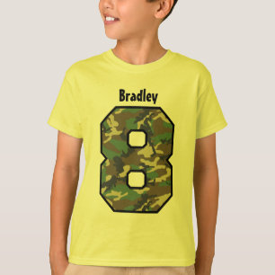 8th Födelsedagpojke Camo åtta år Tee