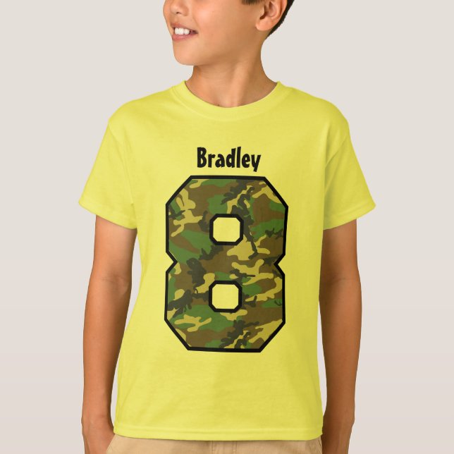 8th Födelsedagpojke Camo åtta år Tee (Framsida)