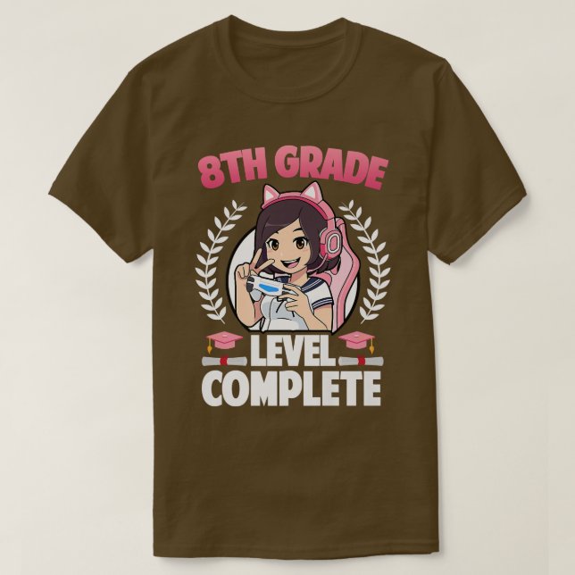 8th Grade Level Complete Graduation 2022 Anime Gam T Shirt (Design framsida)