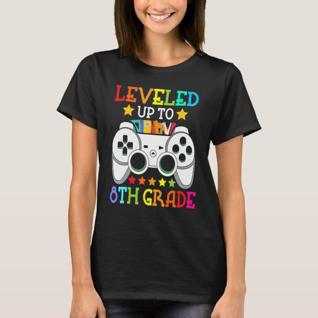 8th Grade Level Unlocked Video Game Back To School T Shirt (Framsida)