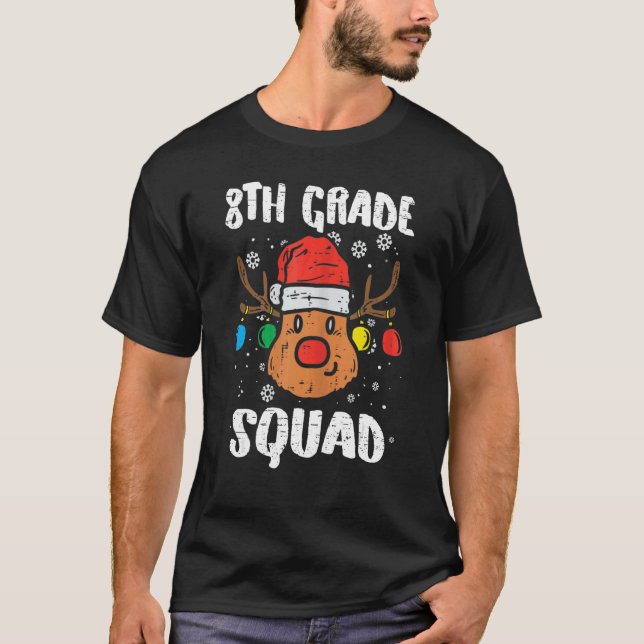 8th Grade Squad Reindeer  Teacher Christmas  1 T Shirt (Framsida)