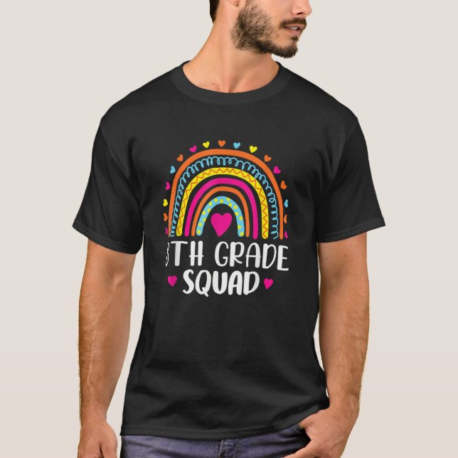 8th Grade Squad Teacher Student Rainbow 100th Day  T Shirt (Framsida)