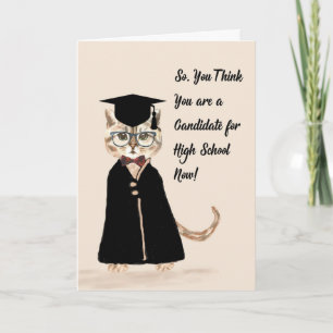 8th Klassstudentenkort, katt, akademiker kappa, Kort