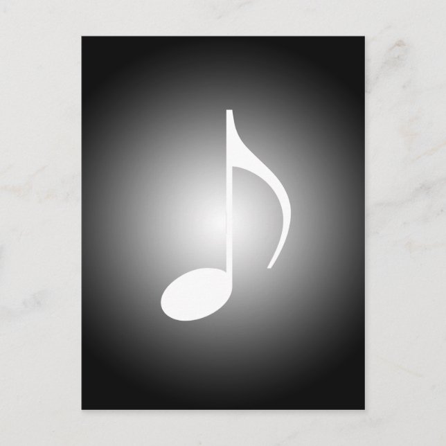 8th Note Svarta & Vita Musiker Not med strålkastar Vykort (Framsida)