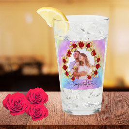 8th Wedding Anniversary Soft Pastel Floral Couple  Glaskopp