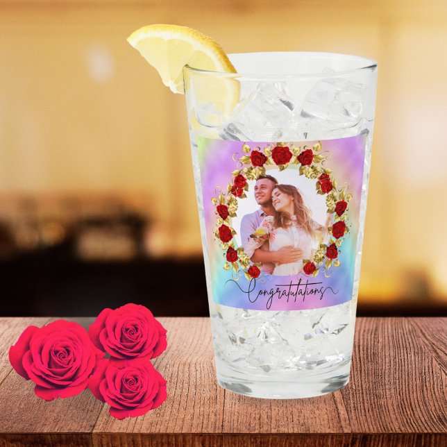 8th Wedding Anniversary Soft Pastel Floral Couple  Glaskopp (Skapare uppladdad)