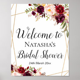 8x10" anpassad burgunder Boho blommig skylt