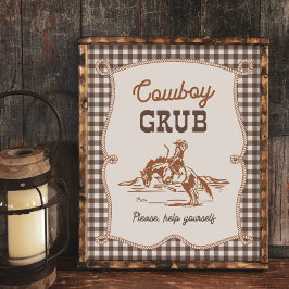 8x10 Brun Gingham Cowboy Grub Skylt