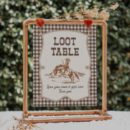 8x10 Brun Gingham Cowboy Loot Bordskylt