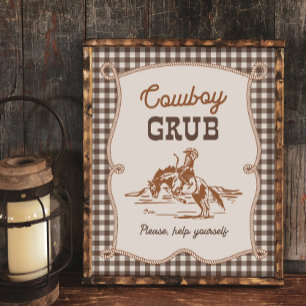 8x10 Brunt Gingham Cowboy Grillskylt