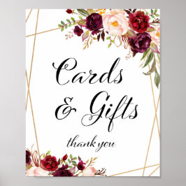 8x10" Burgunder Boho Blommig Skylt