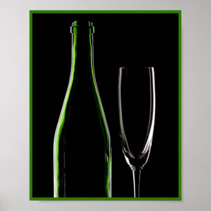 8X10 Flaska och glasväggkonst i Vin Poster