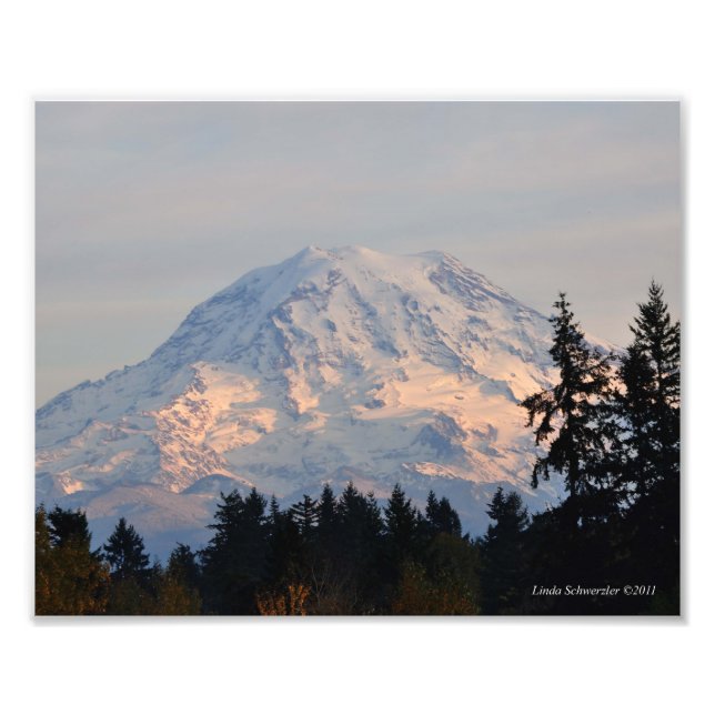 8X10 Mount Rainier från Puyallup, WA Fototryck (Framsidan)