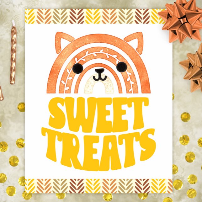 8x10 Söt Boho Woodland Fox Födelsedagsdessert Poster (Skapare uppladdad)