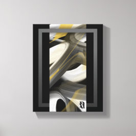 8x10" Trend Abstrakt Konstduk Svart Vitt Guld Canvastryck