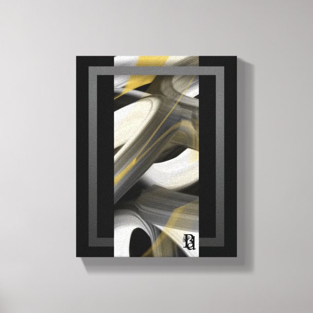 8x10" Trend Abstrakt Konstduk Svart Vitt Guld Canvastryck (Framsida)