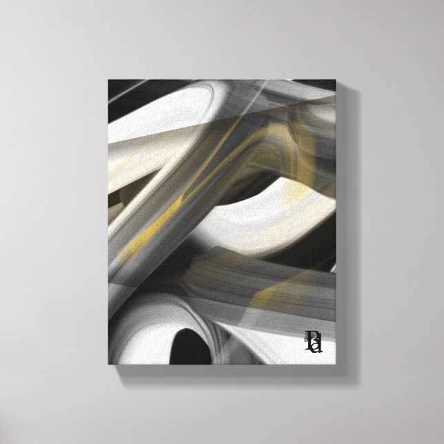 8x10" Trend Abstrakt Konstduk Svart Vitt Guld Canvastryck (Framsida)