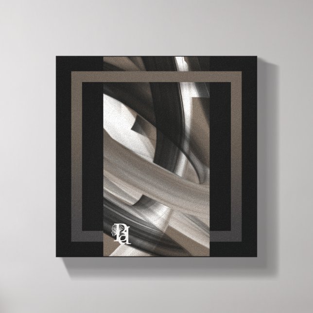 8x8" Terra’s Tender Whisper Abstract Brown Flowers Canvastryck (Framsida)