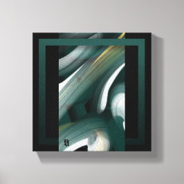 8x8" Trend Abstrakt Konst Canvas Svart Vit Grön