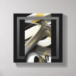 8x8" Trend Abstrakt Konst Canvas Svart Vitt Guld