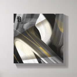 8x8" Trend Abstrakt Konst Canvas Svart Vitt Guld