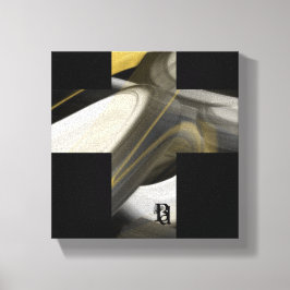 8x8" Trend Abstrakt Konst Canvas Svart Vitt Guld