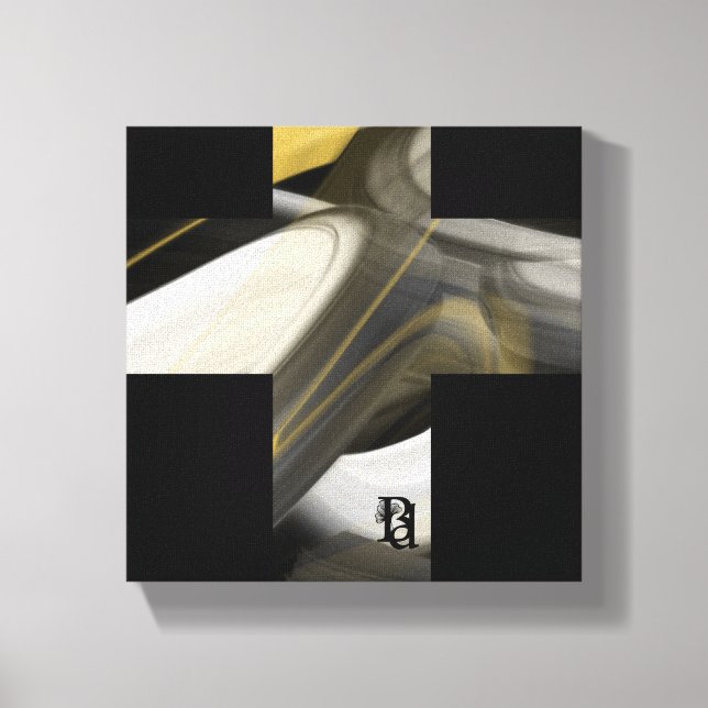 8x8" Trend Abstrakt Konst Canvas Svart Vitt Guld (Framsida)