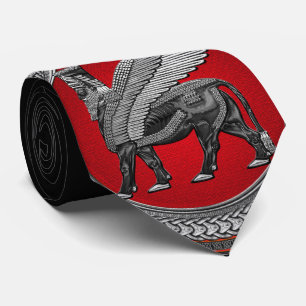[900] Assyrian Winged Bull: Silver & Black Lamassu Slips