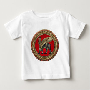 [900] Assyriansk vind Lejon: Guld & Black Lamassu T Shirt