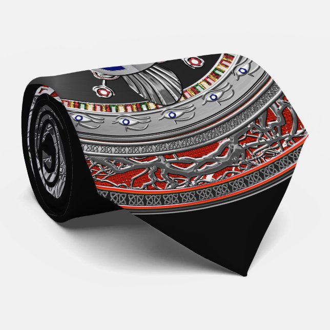 [900] Egyptiska Winged Scarab och Ankh Helig Silve Slips (Rullad)