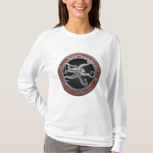 [900] Helig Silver Octopus i försvarsställning T Shirt