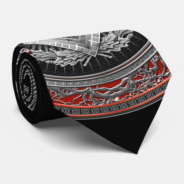 [900] Mason - Silver-kvadrat och kompasser Slips (Rullad)