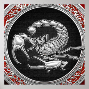 [900] Skorpion on Black i Silver Poster