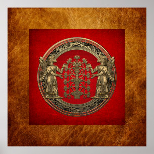 [900] Två Guld Ninurtas med Livets träd Poster