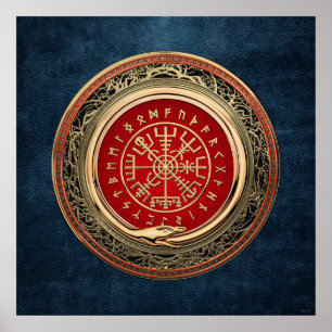 [900] Vegvisir - Viking Guld Magic Runic Compass Poster