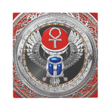 [901] Helig Silver Egyptian Winged Scarab & Ankh