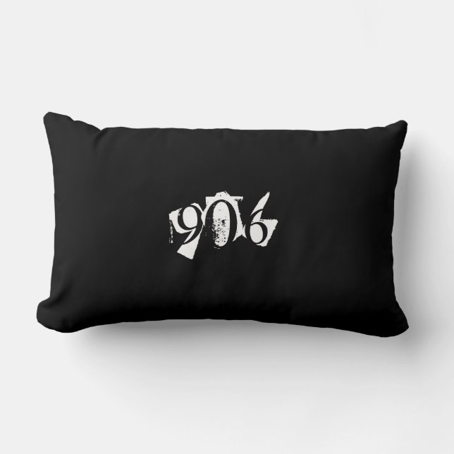 906 Michigan Upper Peninsula Pillow Black/White Lumbarkudde (Framsida)