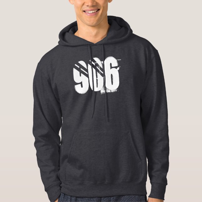 "906" övrepeninsulahoodie för mörka grå färg hoodie (Framsida)