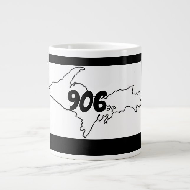 906er Michigan U.P. Jumbo Mugg - Svart/Vit (Framsidan)