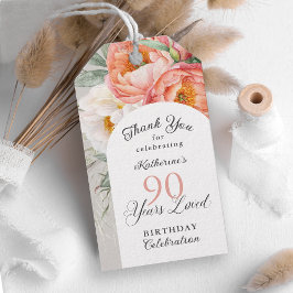 90 år älskad feminin blommig 90-årsdag presentetikett